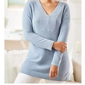 barefoot dreams cozychic ultra lite‎ v neck tunic dream blue NWT XL